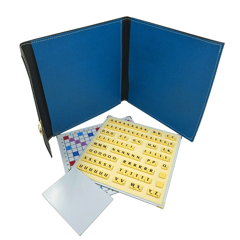 Scrabble Duplicate ou de Voyage en Cuir Vegan - Magnétique - Bleu