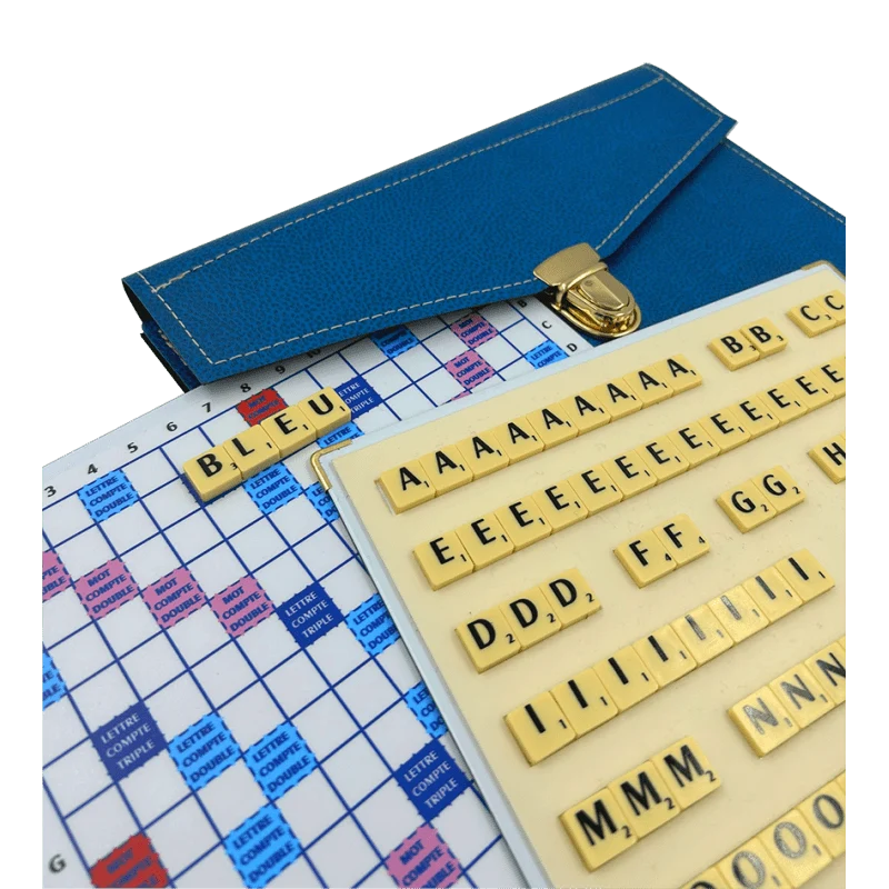 Scrabble Duplicate ou de Voyage en Cuir Vegan - Magnétique - Bleu
