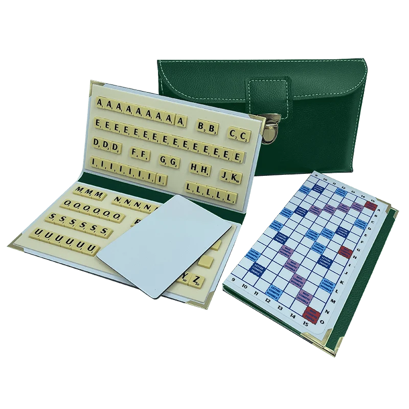 Scrabble Duplicate ou de Voyage en Cuir Vegan - Magnétique - Pliant - Vert