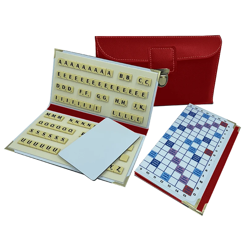 Scrabble Duplicate ou de Voyage en Cuir Vegan - Magnétique - Pliant - Rouge
