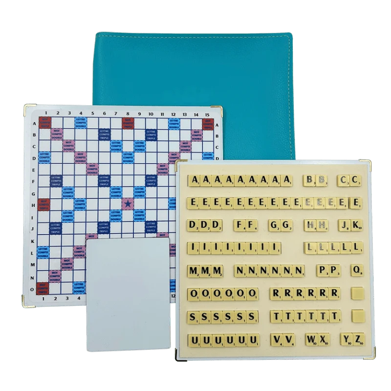 Scrabble Duplicate ou de Voyage en Cuir Vegan - Magnétique - Turquoise