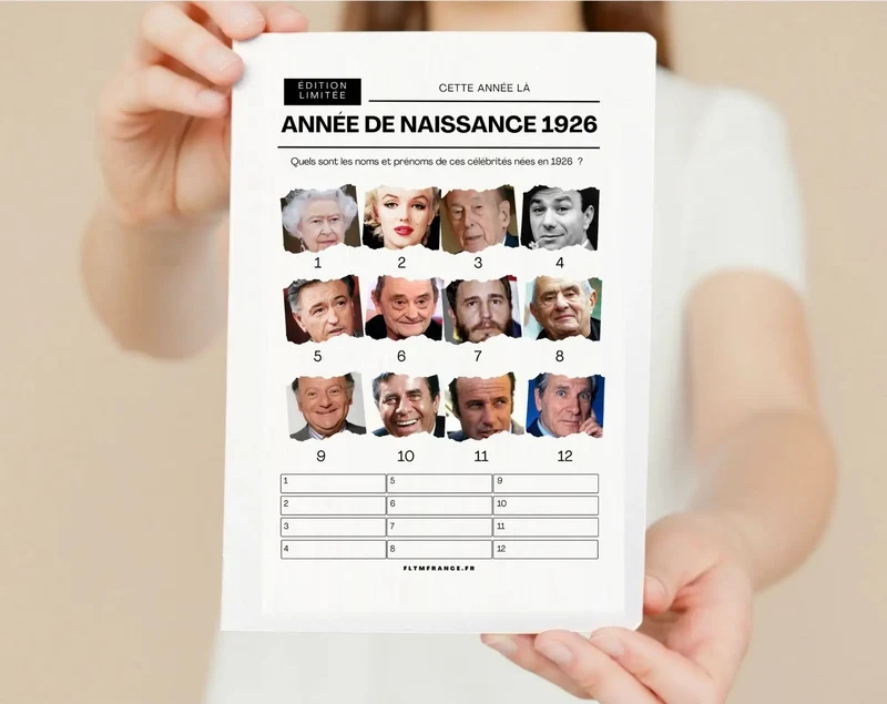 Jeu anniversaire année 1926 - 10 jeux à imprimer pour fêter les 100 ans