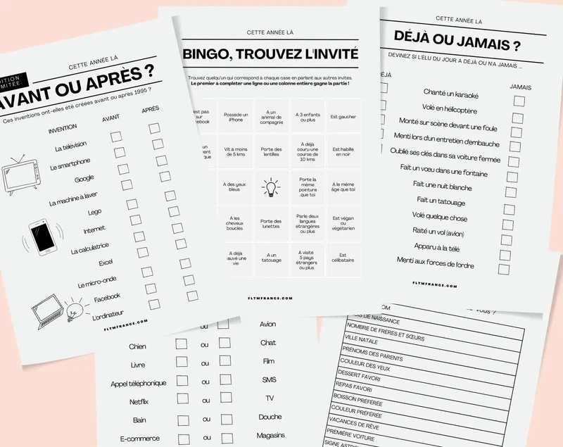 Jeu anniversaire année 1926 - 10 jeux à imprimer pour fêter les 100 ans