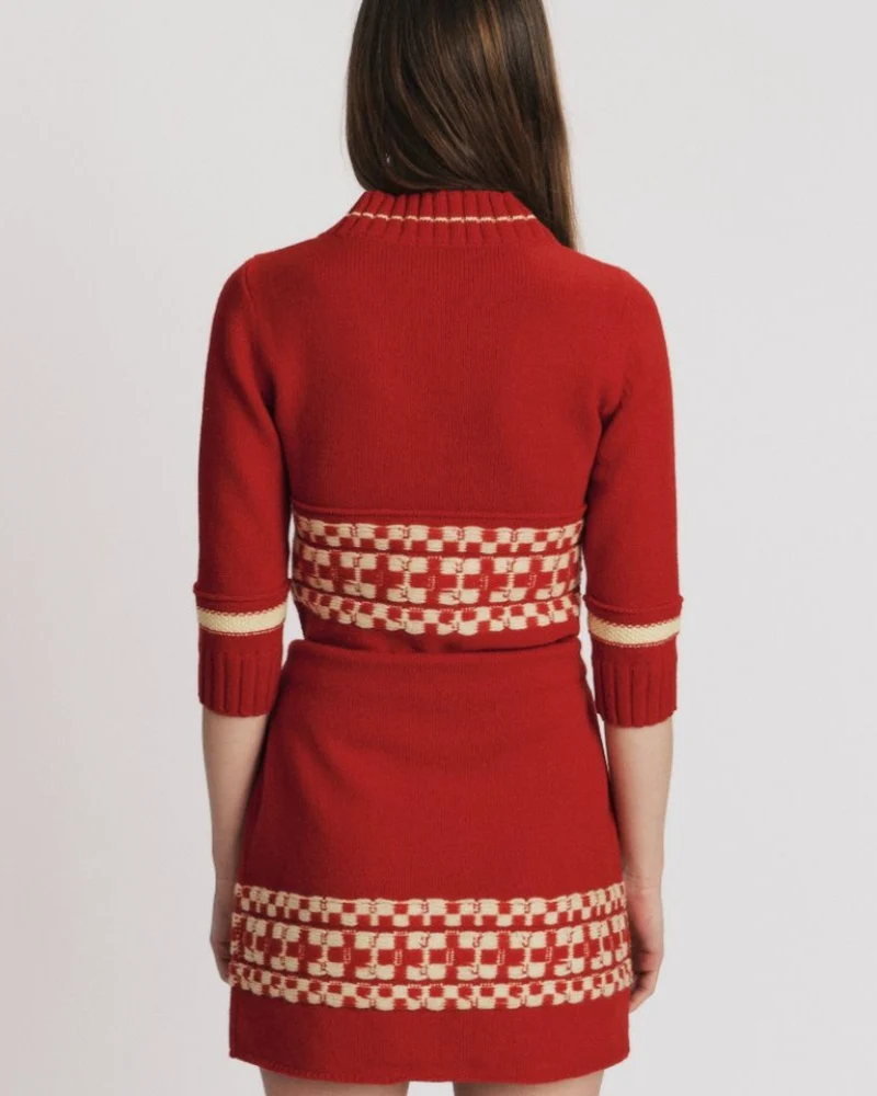 Bb Wallace - Pull Col Rond Fairisle - Rouge Jaune