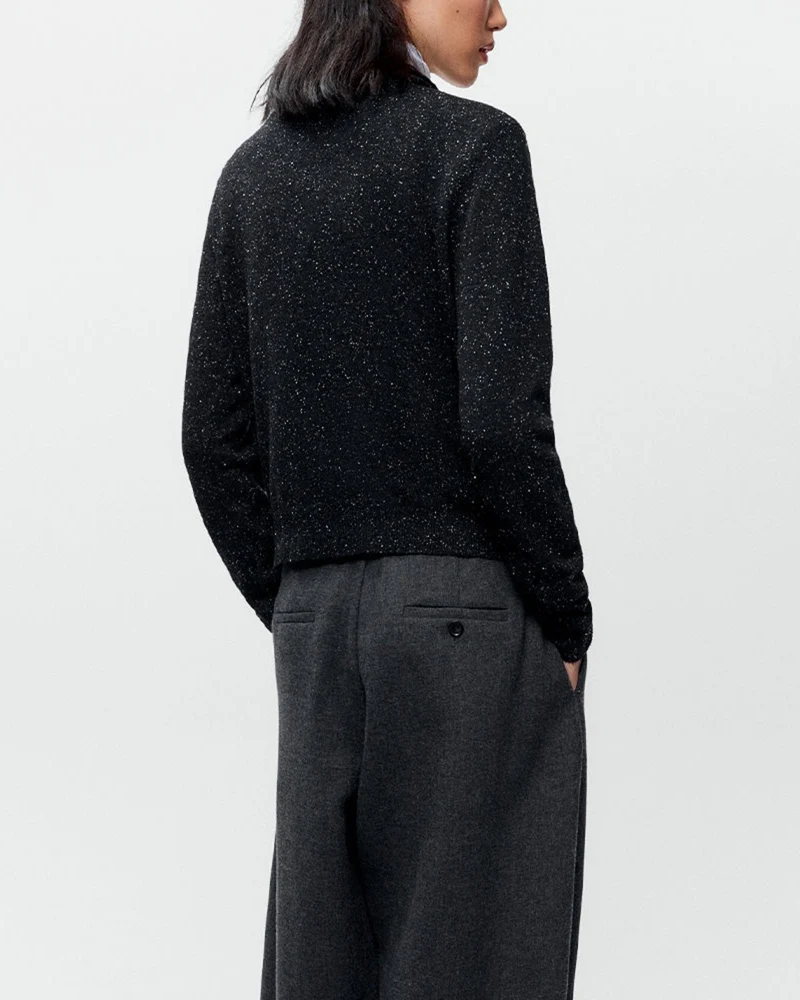 Cordera - Cardigan Polo Moucheté - Noir