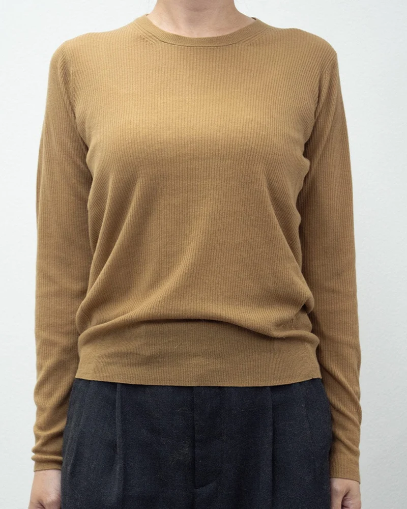 Ct Plage - Pull Round Longsleeve Rib - Camel