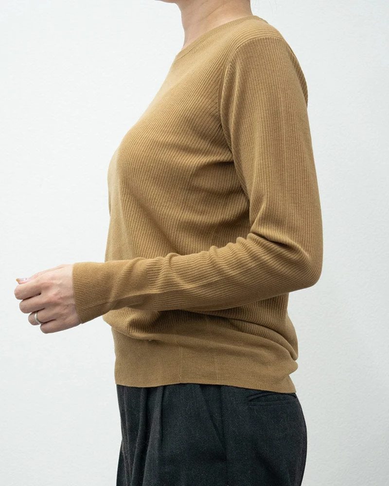 Ct Plage - Pull Round Longsleeve Rib - Camel