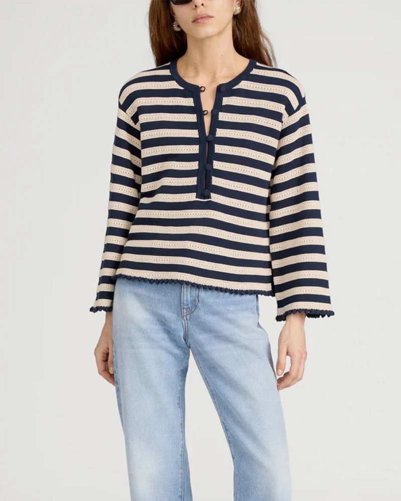 Frame - Pull Captain - Crème & Marine