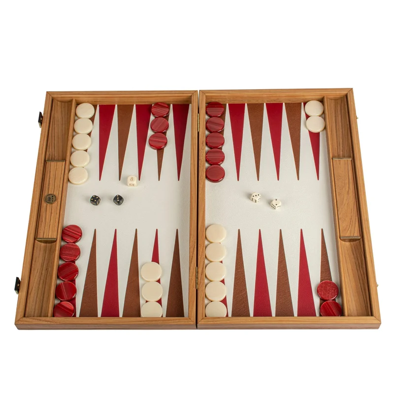 Backgammon en Bois et Cuir Vegan - Framboise