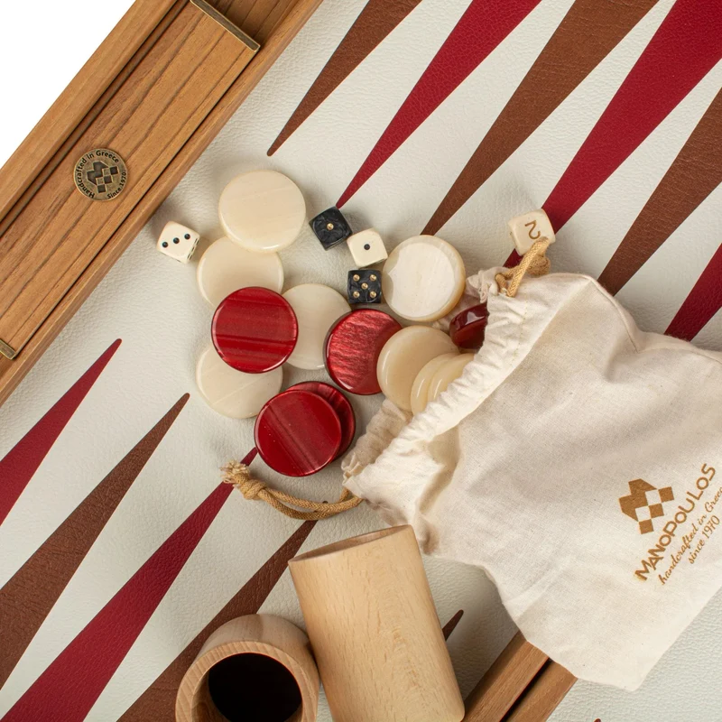 Backgammon en Bois et Cuir Vegan - Framboise