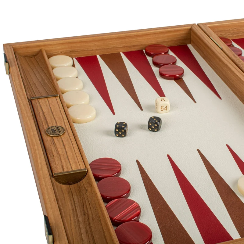 Backgammon en Bois et Cuir Vegan - Framboise