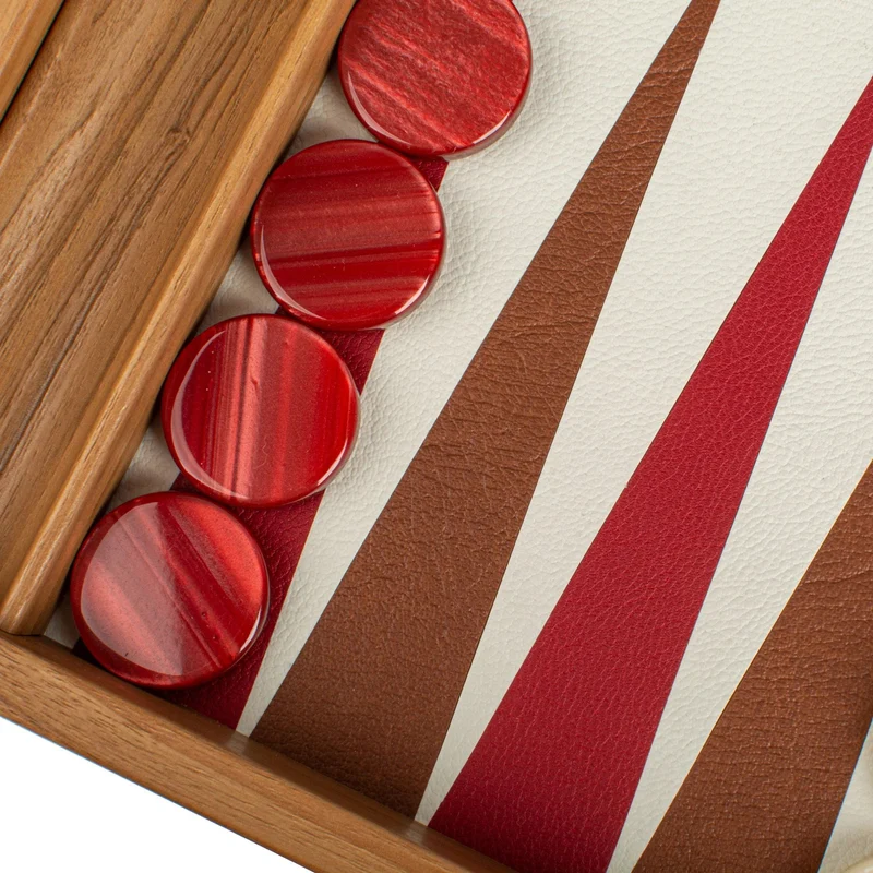 Backgammon en Bois et Cuir Vegan - Framboise