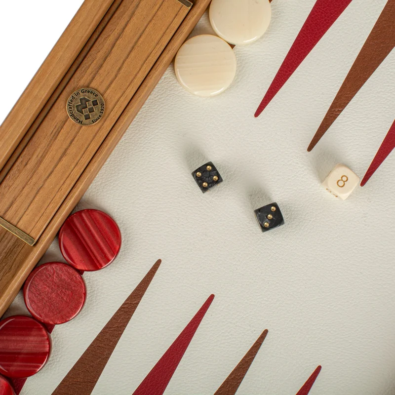 Backgammon en Bois et Cuir Vegan - Framboise