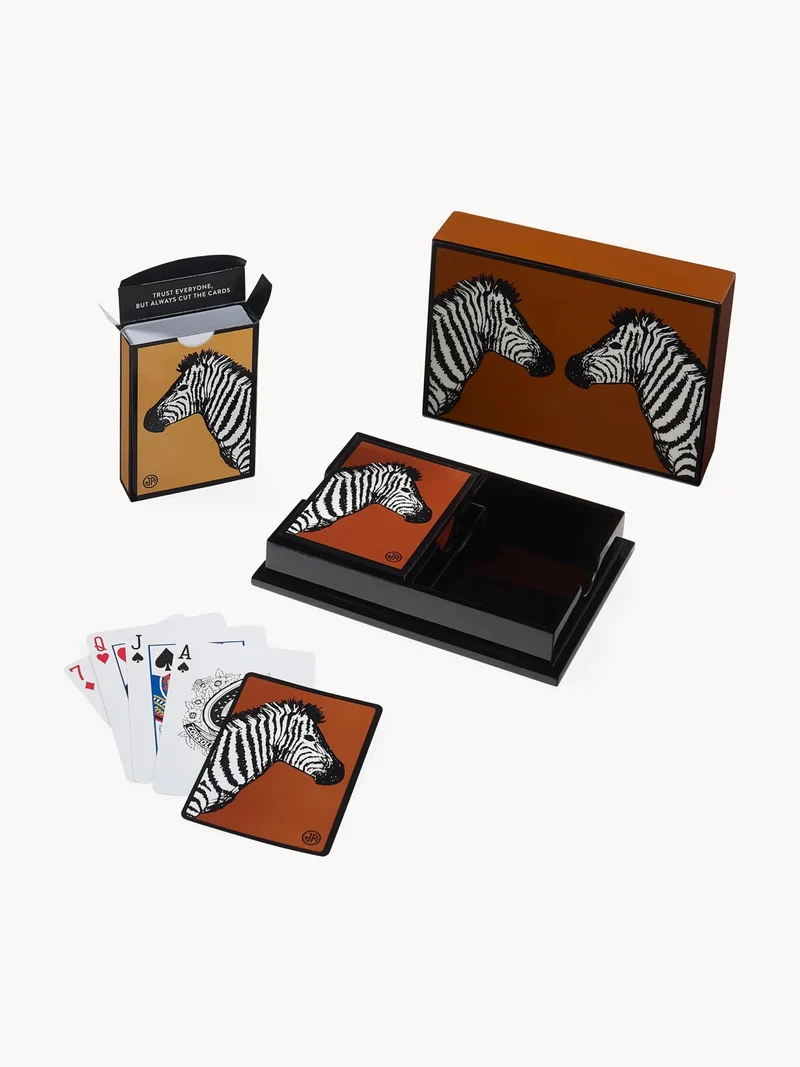 Coffret bridge luxe en bois laqué - Zèbre