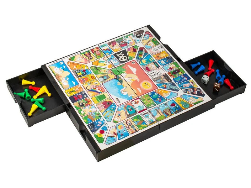 Coffret Jeu des petits chevaux / Jeu de l'oie - Magnétique - 24 x 24 cm