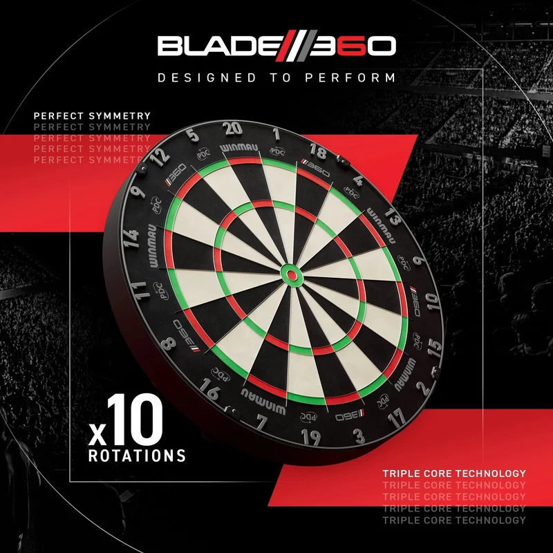 Cible fléchettes professionnelle - Winmau Blade 360 Triple Core - Officielle PDC