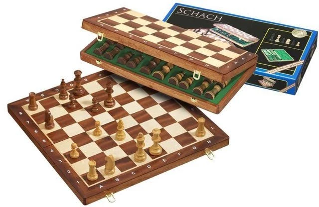 Jeu d'échecs pliant Lettré-Chiffré - Acajou marqueté