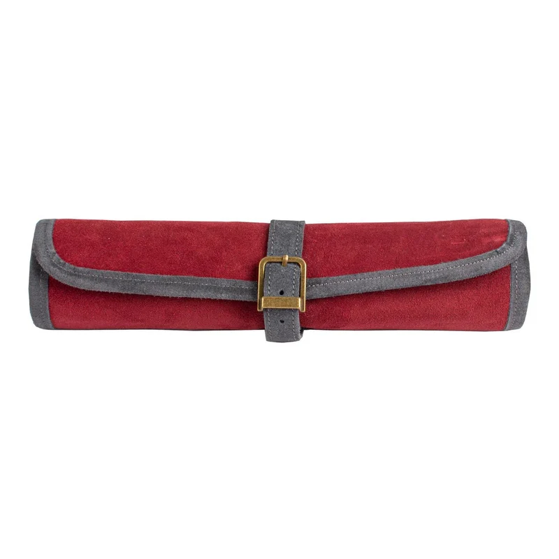 Backgammon de voyage - Roulable - Cuir Velours - Rouge