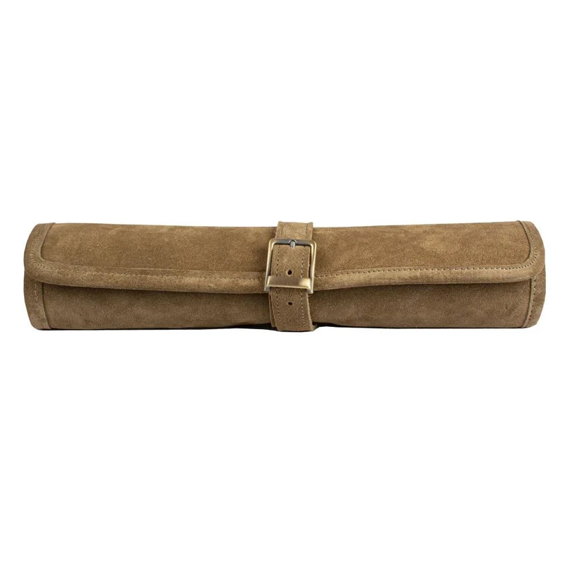 Backgammon de voyage - Roulable - Cuir Velours - Kaki