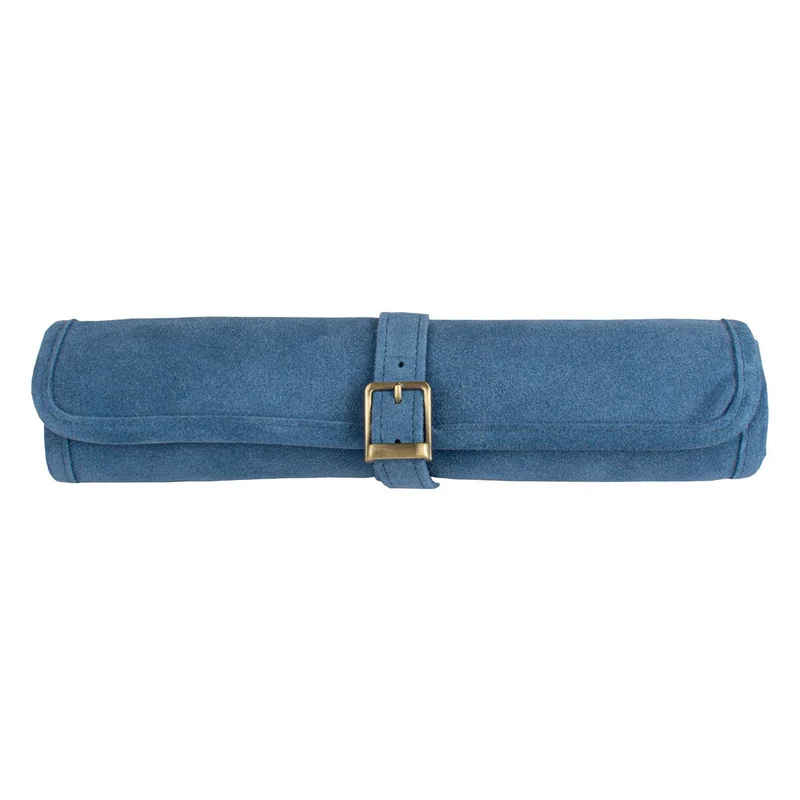 Backgammon de voyage - Roulable - Cuir Velours - Bleu