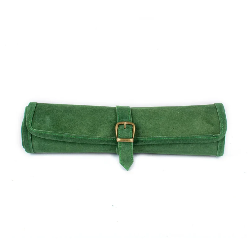 Backgammon de voyage - Roulable - Cuir Velours - Vert