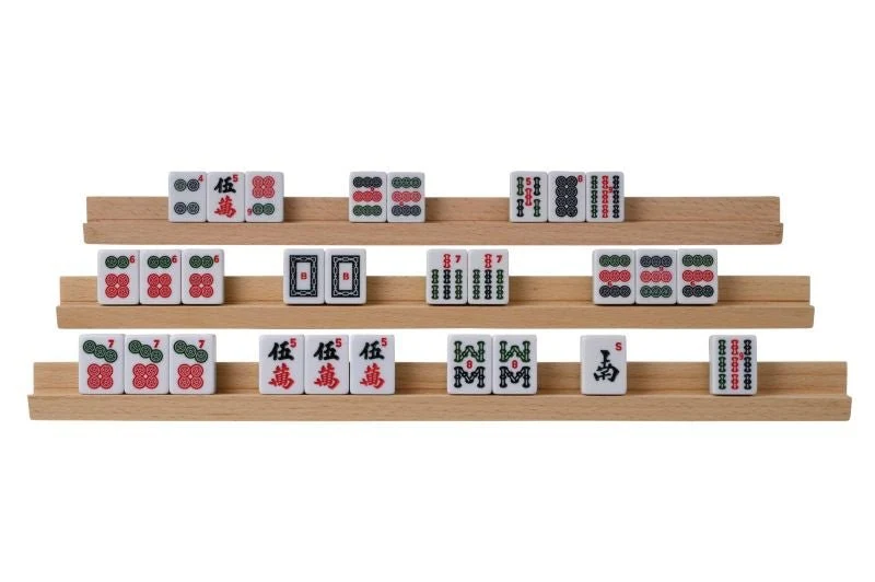 Réglettes porte-tuiles de mah-jong set 4 bois