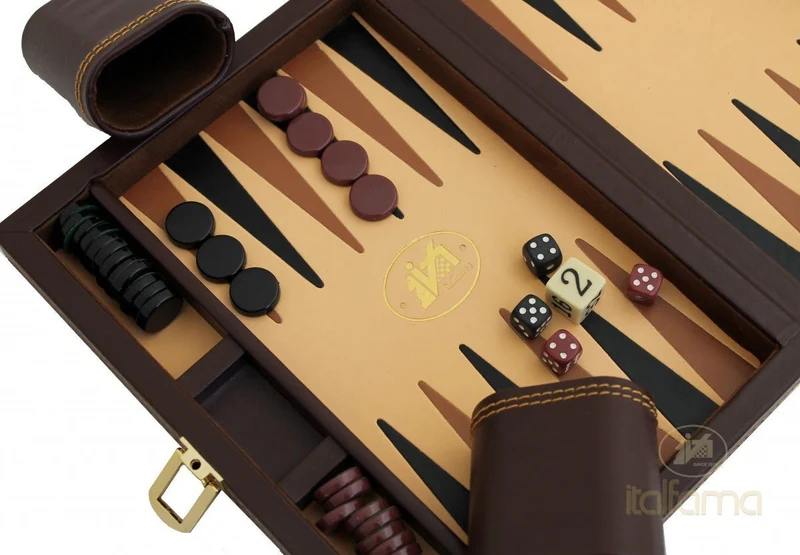 Backgammon de voyage - Style cuir - Noir