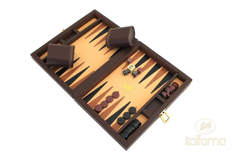 Backgammon de voyage - Style cuir - Noir