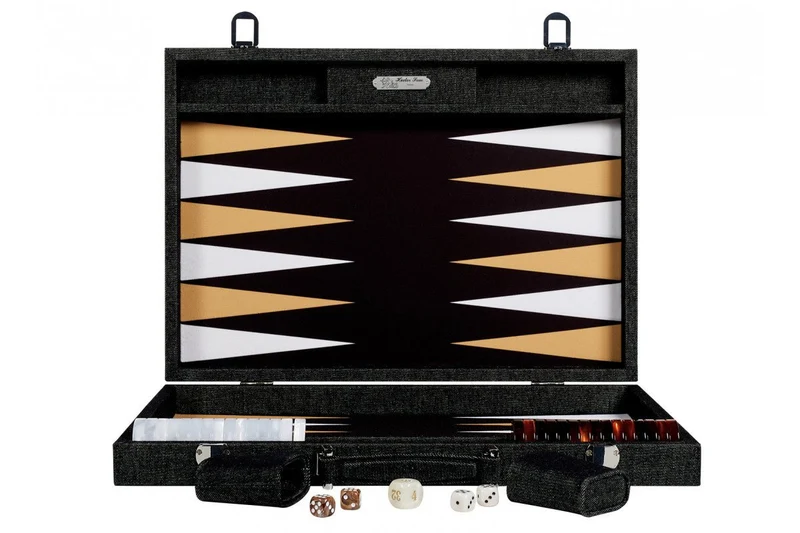 Backgammon Hector Saxe - Jean's Noir / Champagne - Compétition