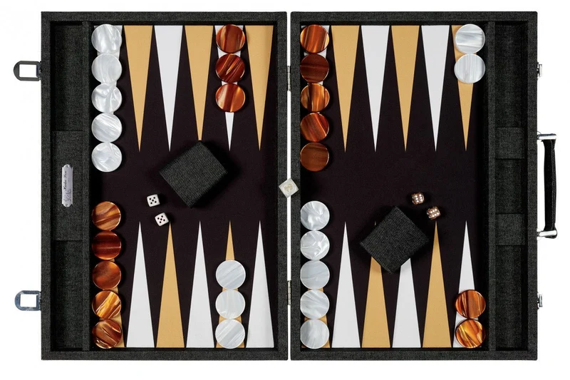 Backgammon Hector Saxe - Jean's Noir / Champagne - Compétition