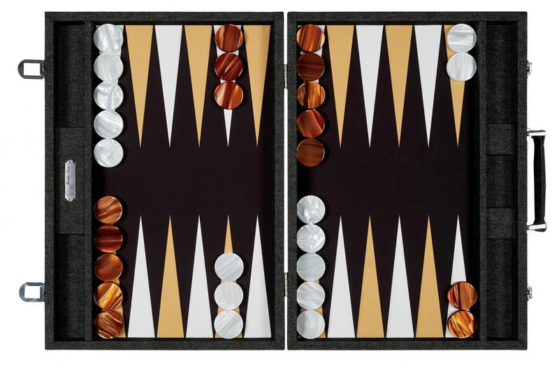 Backgammon Hector Saxe - Jean's Noir / Champagne - Compétition