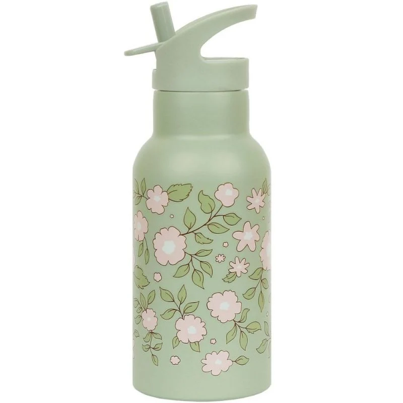 Gourde isotherme fleurs vertes
