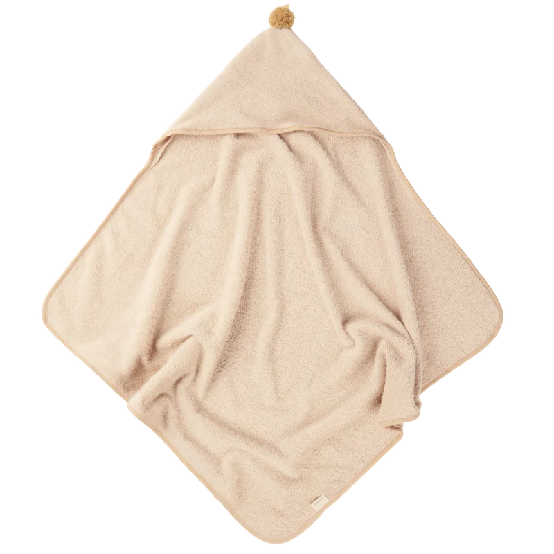 Cape de bain bébé pompon latte So Cute