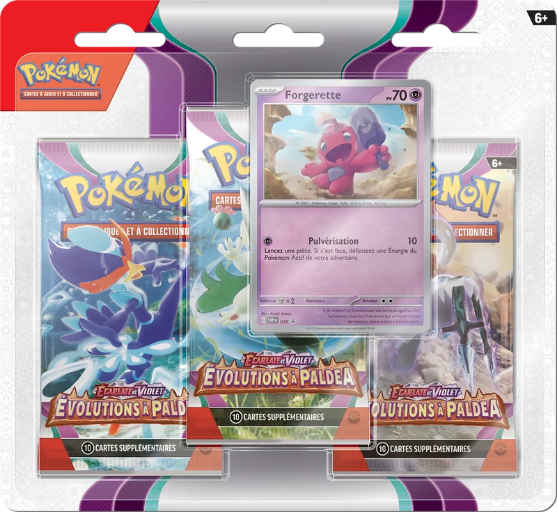 Pokemon Tripack Evolutions à Paldea EV02 Vrombi ou Forgerette