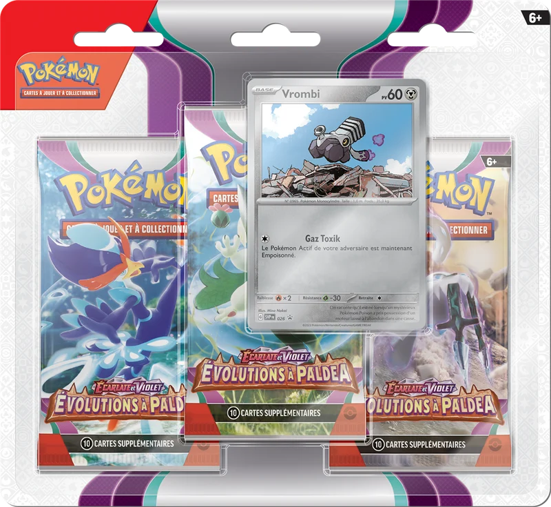 Pokemon Tripack Evolutions à Paldea EV02 Vrombi ou Forgerette
