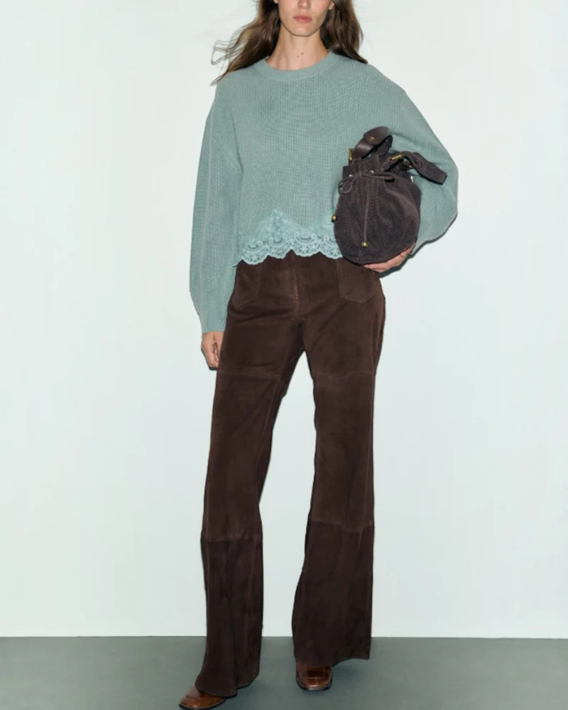 Gerard Darel - Pull Ample En Laine Et Dentelle Riviera - Vert