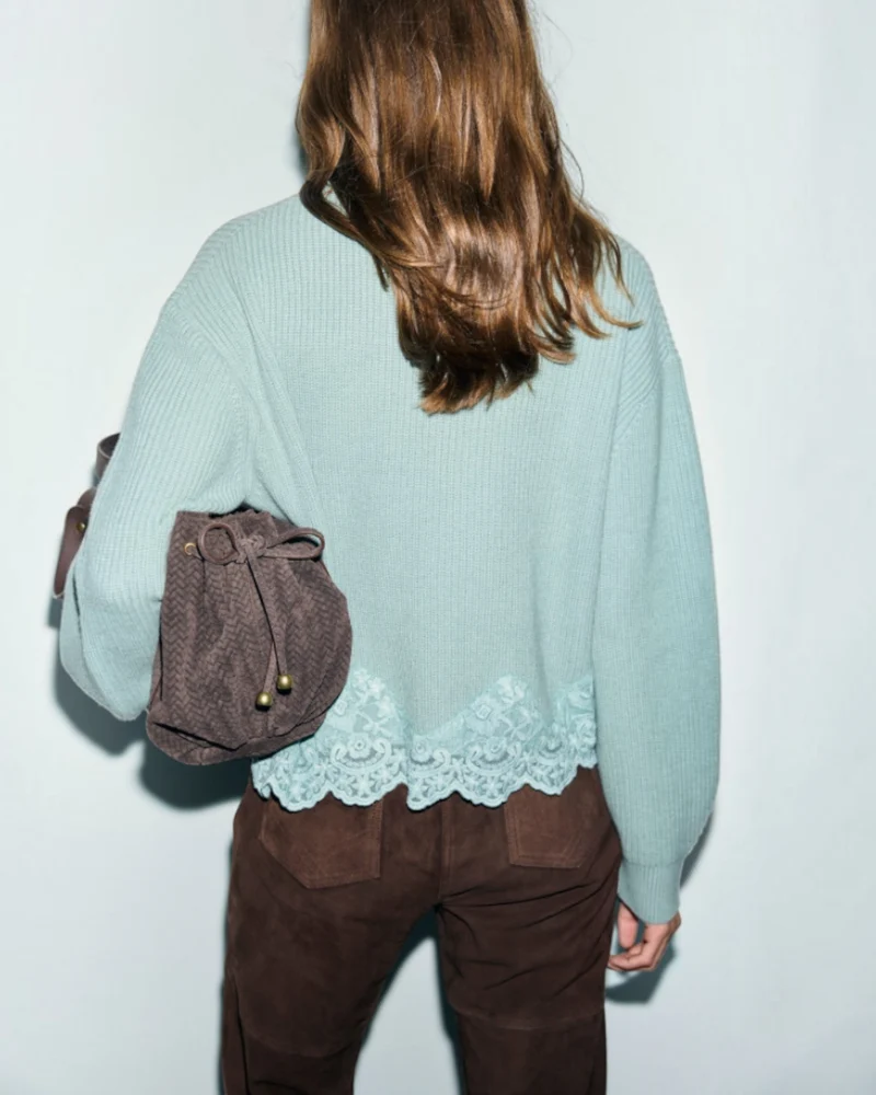 Gerard Darel - Pull Ample En Laine Et Dentelle Riviera - Vert