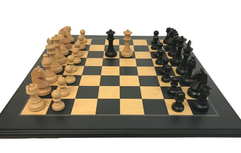 Pièces d'échecs noires + boîte de rangement
