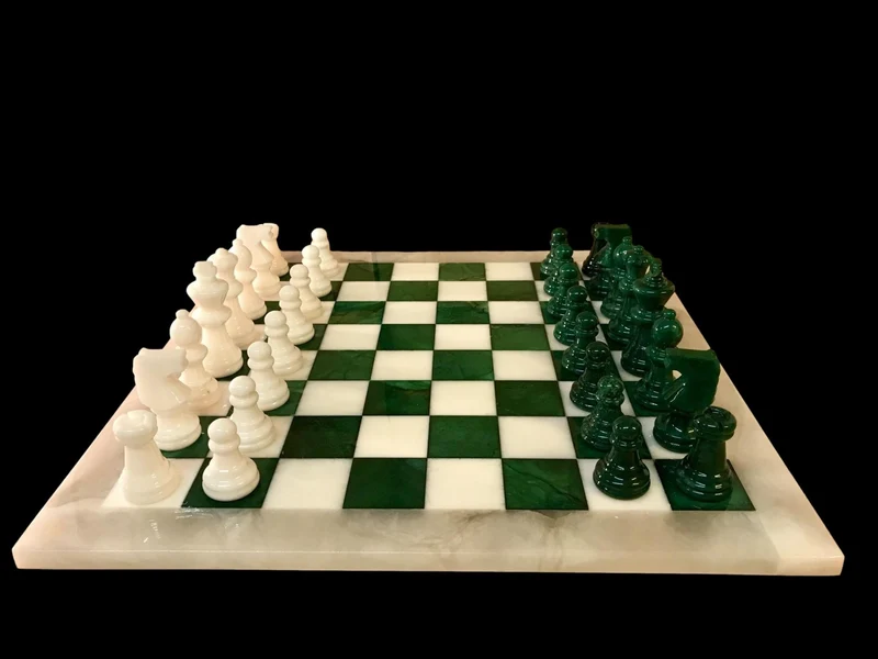 Ensemble jeu d'échecs en albâtre - Vert - Scali