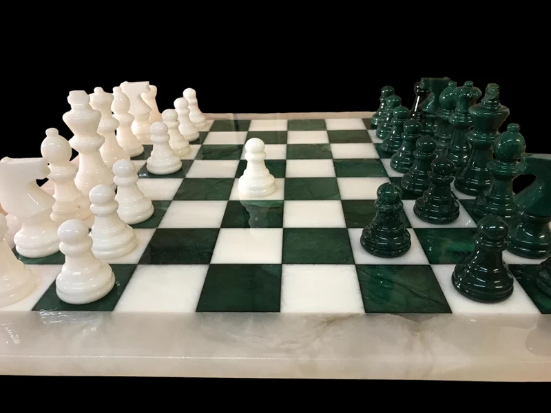 Ensemble jeu d'échecs en albâtre - Vert - Scali