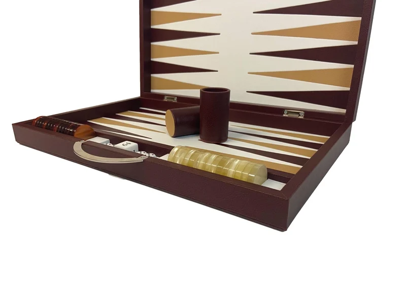 Backgammon Cuir véritable GM - Bordeaux - Renzo Romagnoli