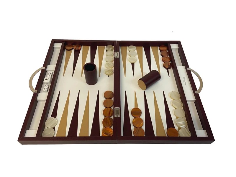 Backgammon Cuir véritable GM - Bordeaux - Renzo Romagnoli