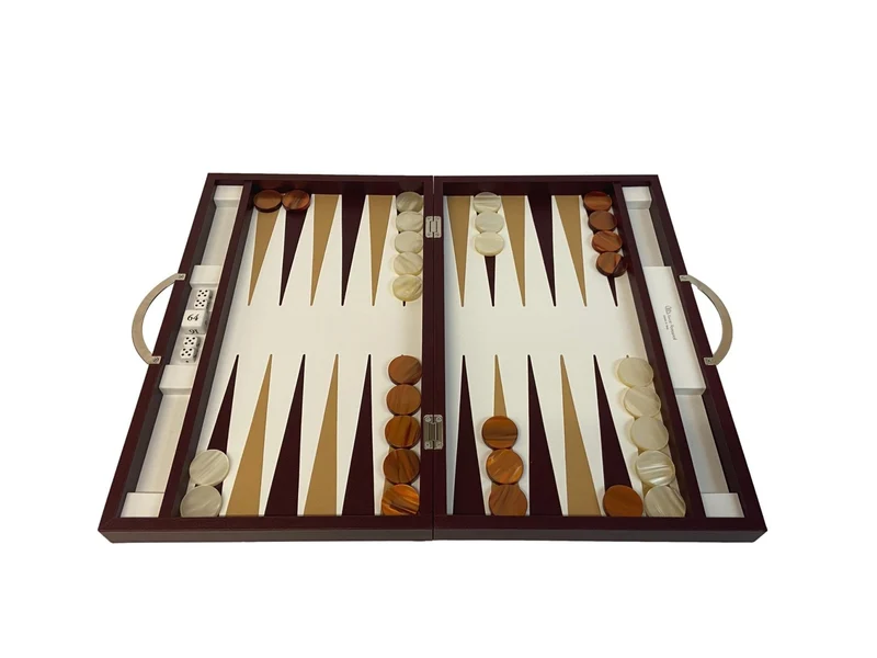 Backgammon Cuir véritable GM - Bordeaux - Renzo Romagnoli