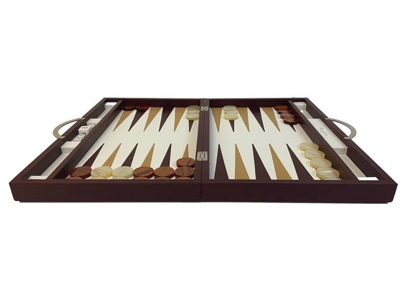 Backgammon Cuir véritable GM - Bordeaux - Renzo Romagnoli