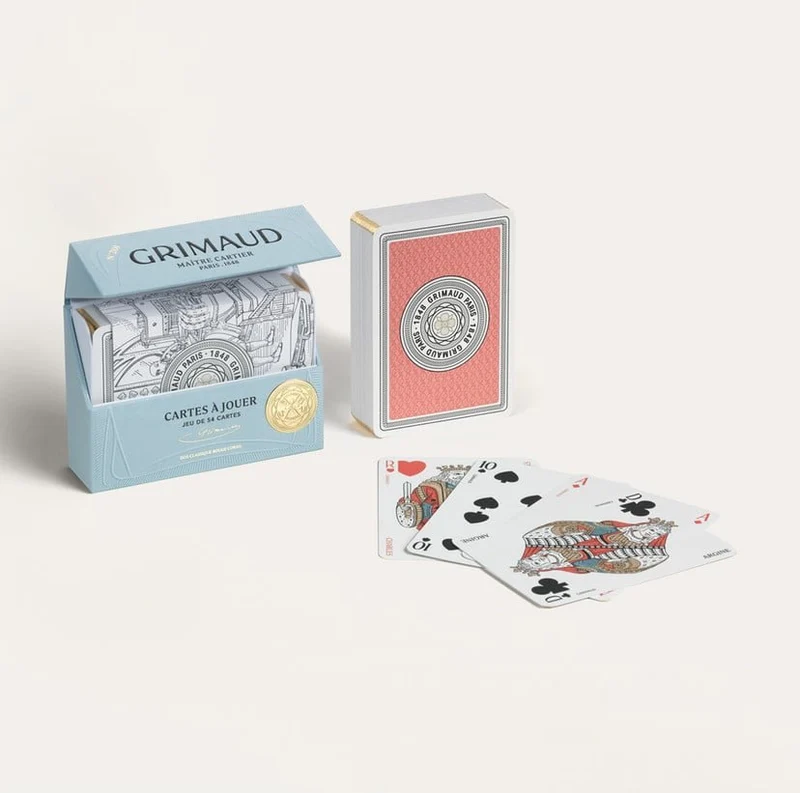 N°201 : Cartes à Jouer Grimaud 54 cartes - Nouvelle édition Luxe - Dos Rouge Corail