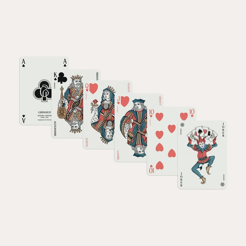 N°201 : Cartes à Jouer Grimaud 54 cartes - Nouvelle édition Luxe - Dos Rouge Corail