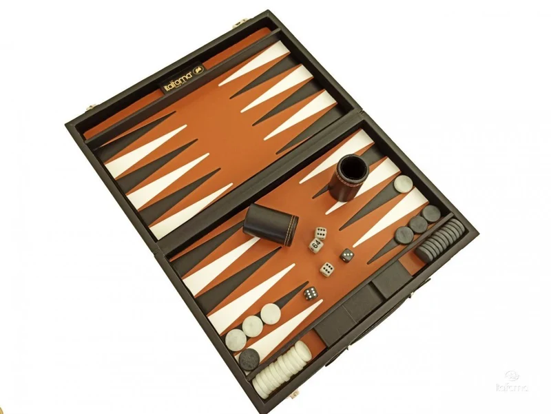Backgammon marqueté simili cuir - MM - Noir