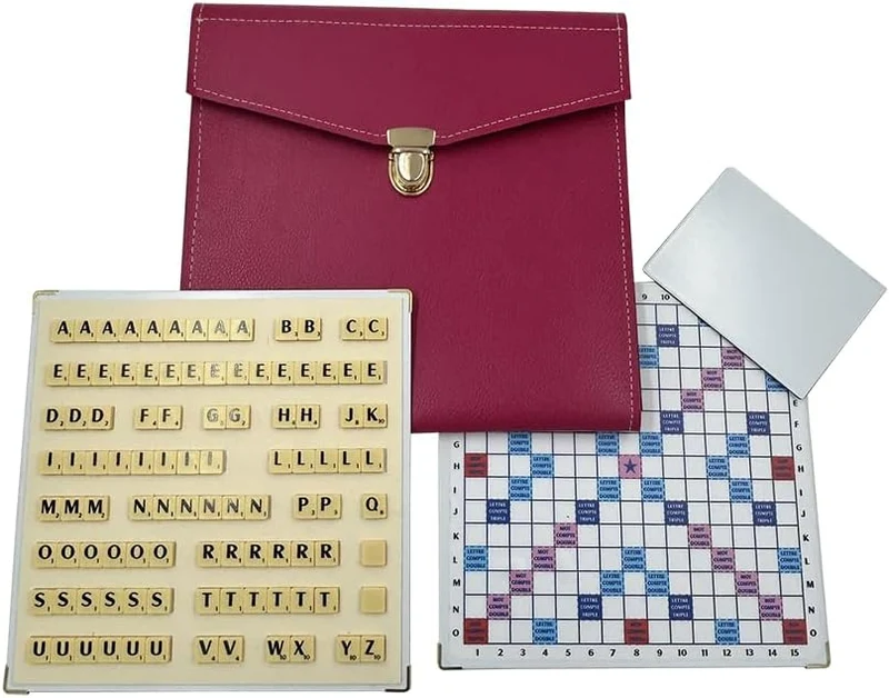 Scrabble Duplicate ou de Voyage en Cuir Vegan - Magnétique - Framboise