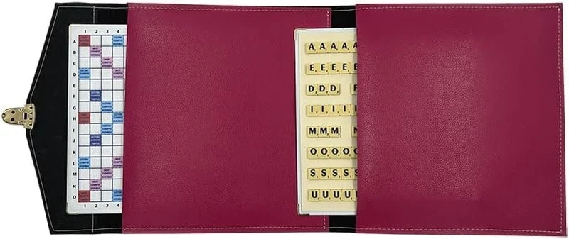Scrabble Duplicate ou de Voyage en Cuir Vegan - Magnétique - Framboise