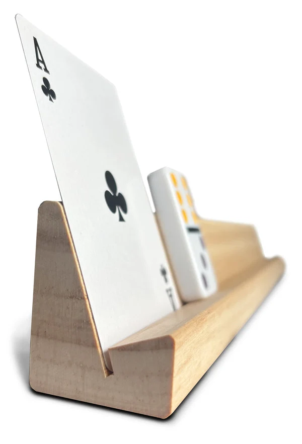 Support en bois - Cartes et dominos